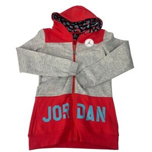 Jordan Girls‎ Hoodie Dress Full Zip Red Grey Jumpman Logo Size XL 13 15 Years